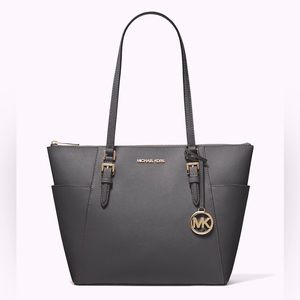 Michael Kors Charlotte Large Saffiano Leather Top-Zip Tote Bag